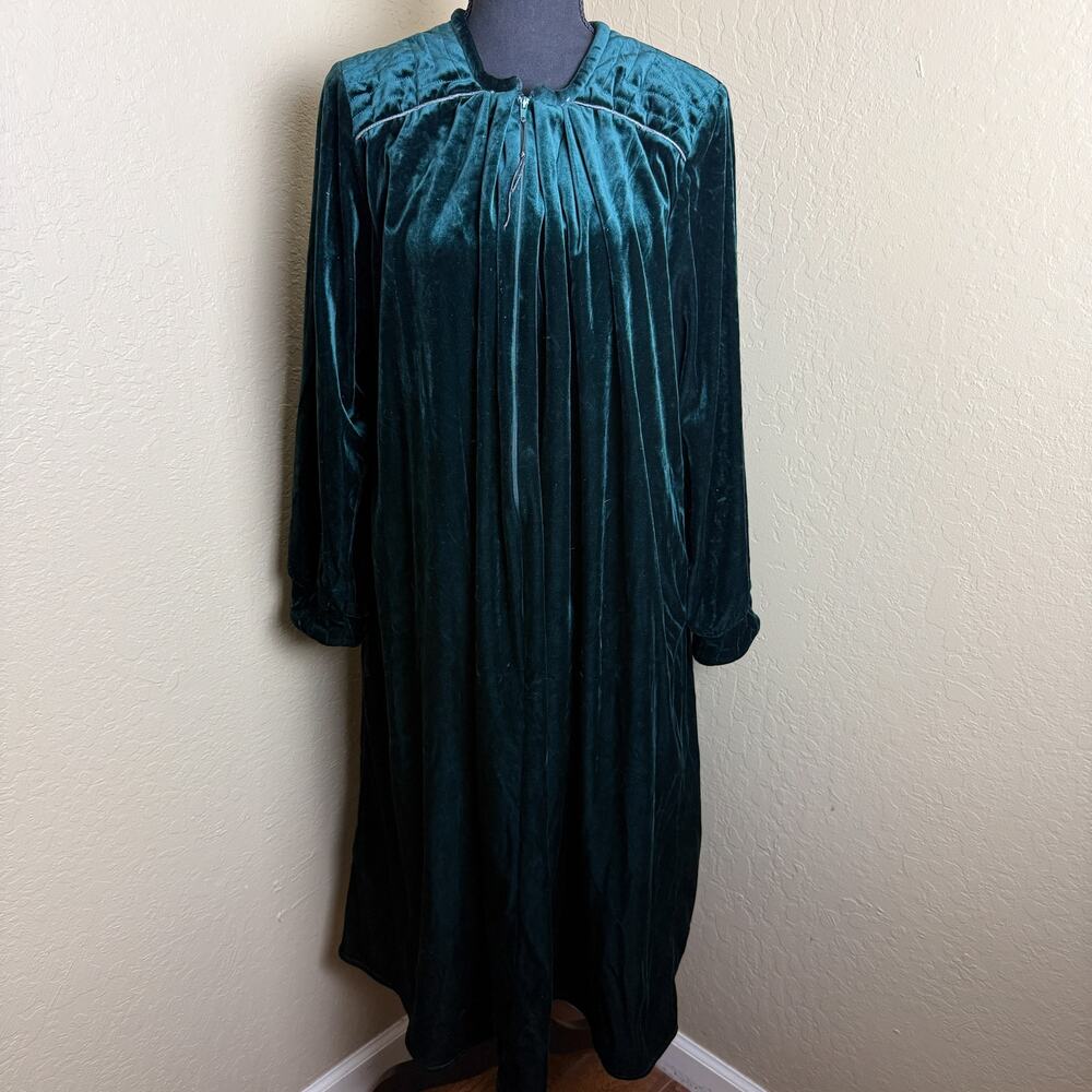 Anthony Richards Womens Medium Emerald Green Velvet Velour Long Robe Housecoat